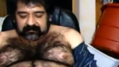 Hairy Bear Daddy Stroking Big Cock