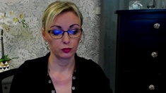 German MILF flashes cleavage on webcam