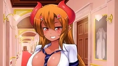 Brunette cums to hentai