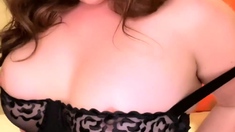 Nasty brunette pornstar with big boobs
