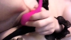Stacked brunette goes solo toys and masturbation