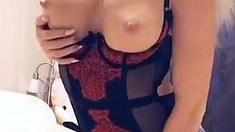 Busty amateur blonde solo