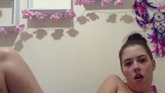 Lovely Amateur teen brunette masturbating outdoor