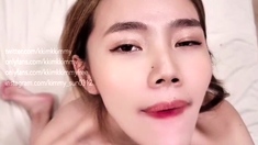 Amateur Asian teen gives blowjob outdoors