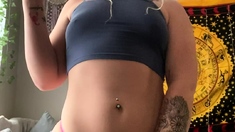 Amateur brunette Michelle with small tit