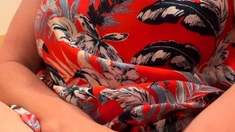 Pussy toying busty high heeled stunner solo pov masturbation