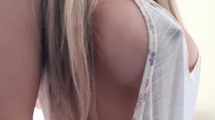 Hot blonde with big boobs solo