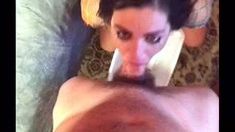 Wet and messy amateur blowjob and handjob