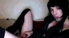 Self-Sucking Crossdresser Blasts Cum in Mouth