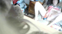 Girl uses two vibrators on hidden cam