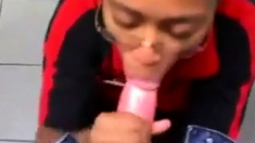 Black Store Clerk sucks white cock on the job Ebony