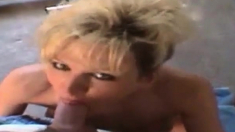 Blonde milf blowjob and facial