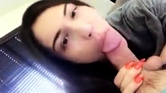 Brunette Teen Blow And Cum On Beauty Face