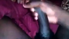 stroking bbc cumshot playing with my big long black dick