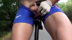 Cumming Whilst Cycling