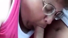 Plain MILF sucks and swallows