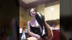 Horny Polish Chick Riding Dildo On Chair