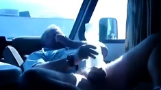 Truck driver masturbating