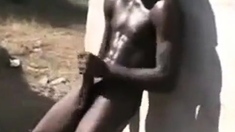 Str8 African Men Stroke Public For Money