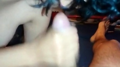 brunette cum in mouth